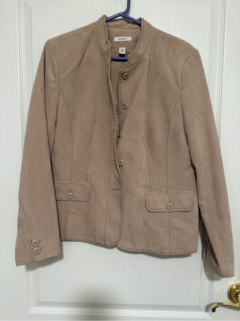 Dress Barn Taupe Suede Button-Front Blazer